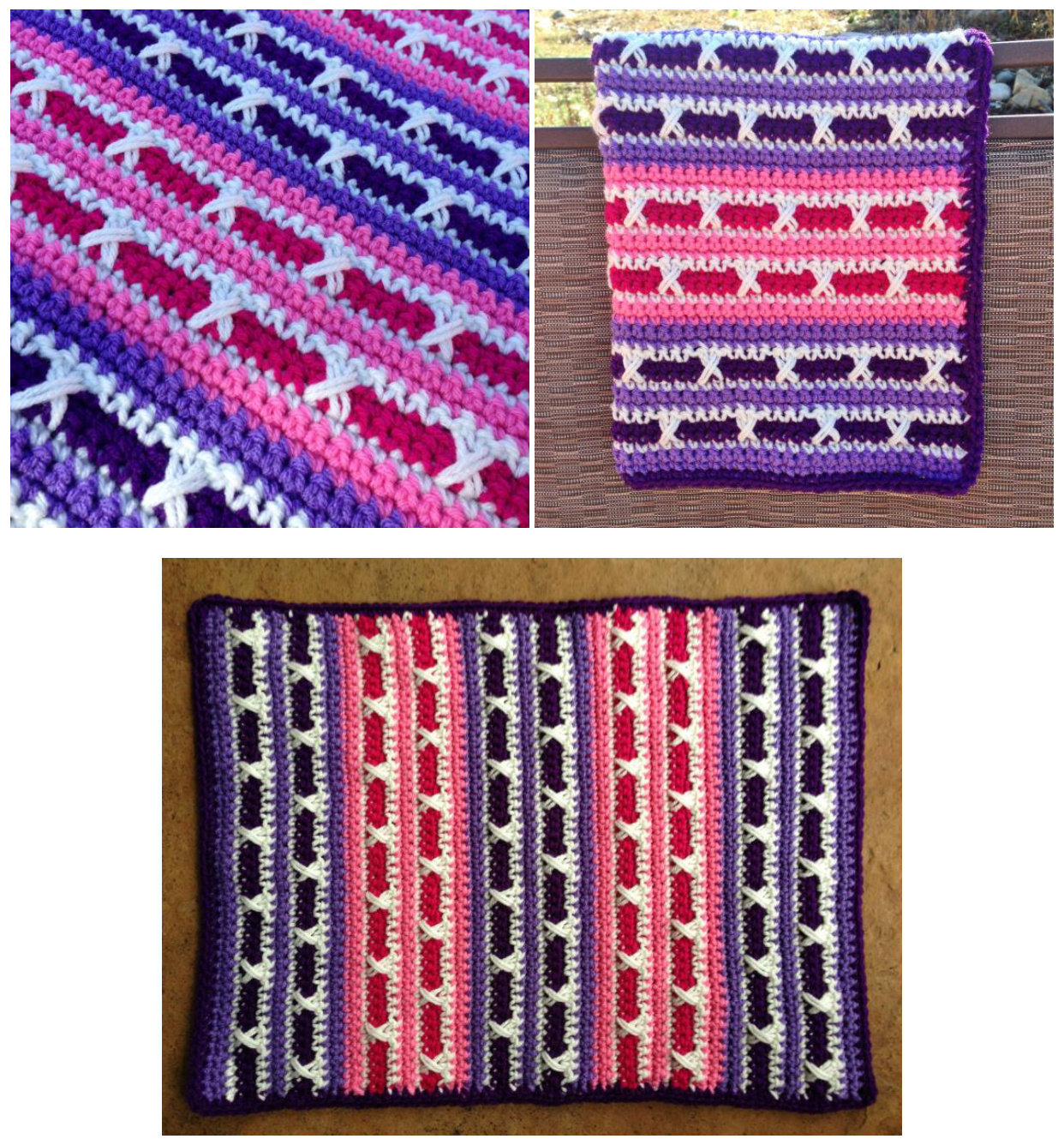 Free Crochet Pattern: Striped Xs Blanket - Cozy and Modern with Customizable Sizes pattern preview