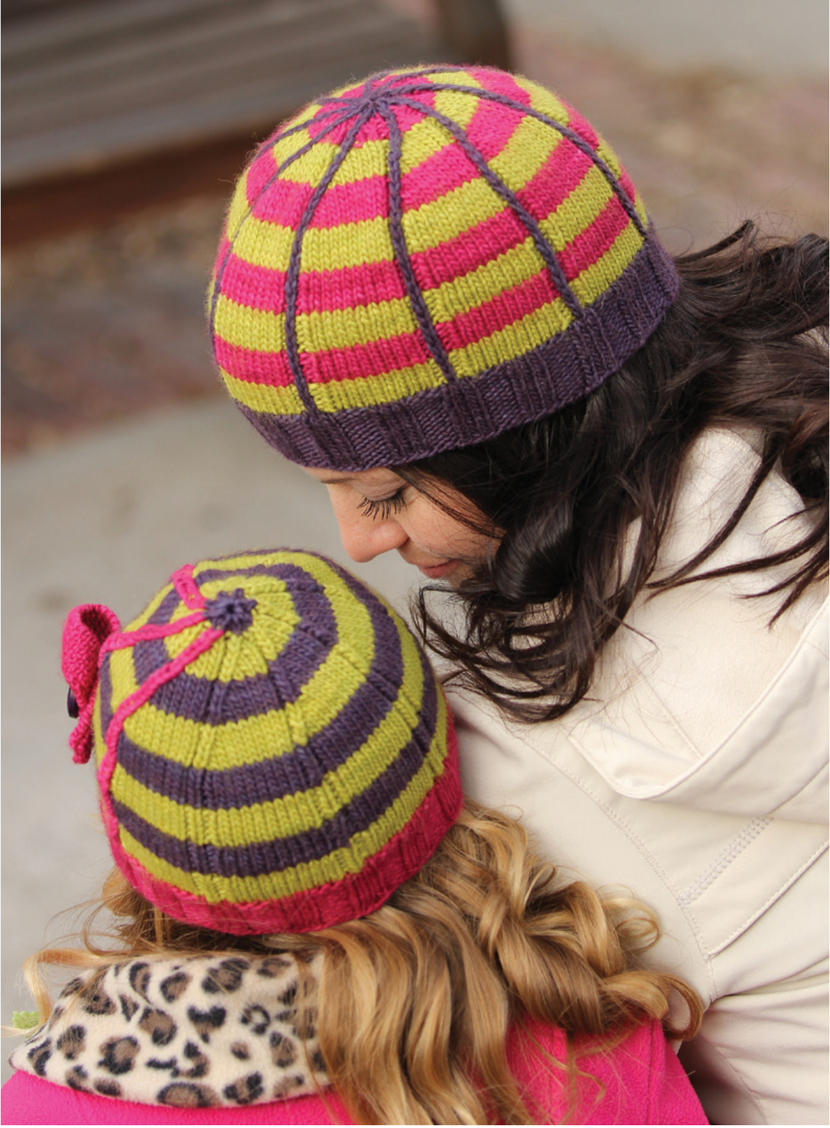 Isabella and Me: Mother-Daughter Coordinating Striped Hats in Three Sizes with Slipped-Stitch Intarsia and Duplicate Stitch Techniques pattern preview