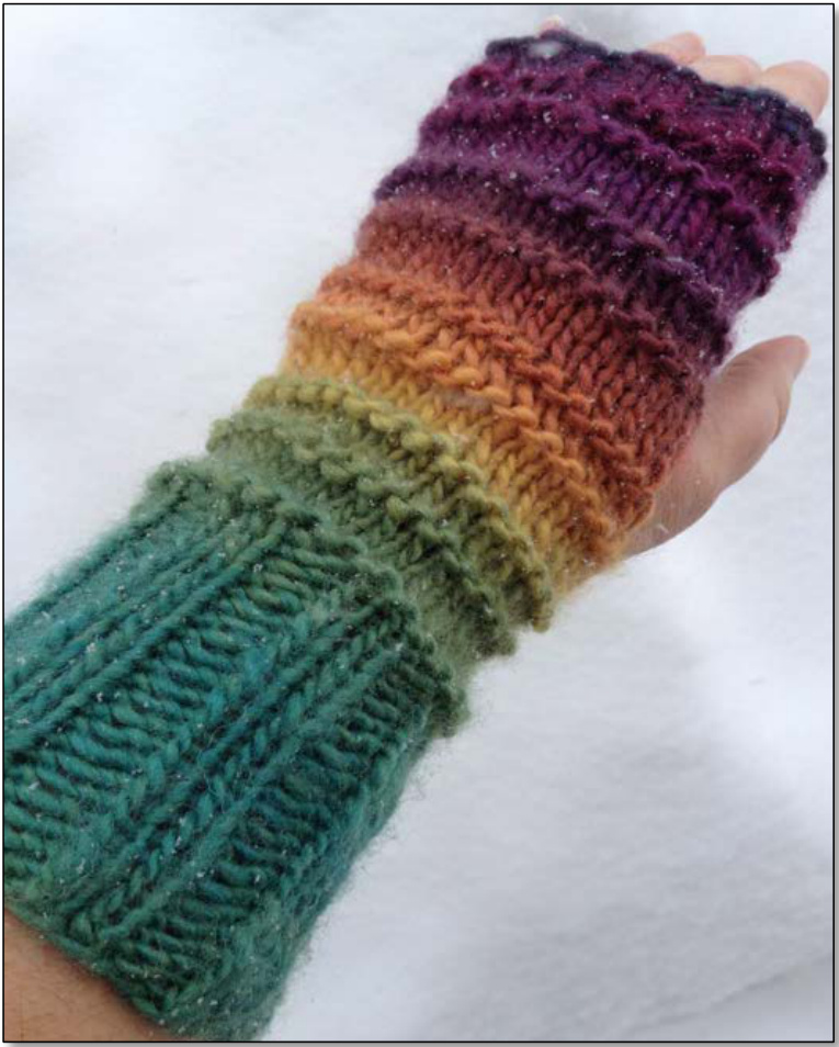 Ribby-Ridgy Fingerless Mitts Pattern for Beginners with Detailed Instructions and Materials List pattern preview