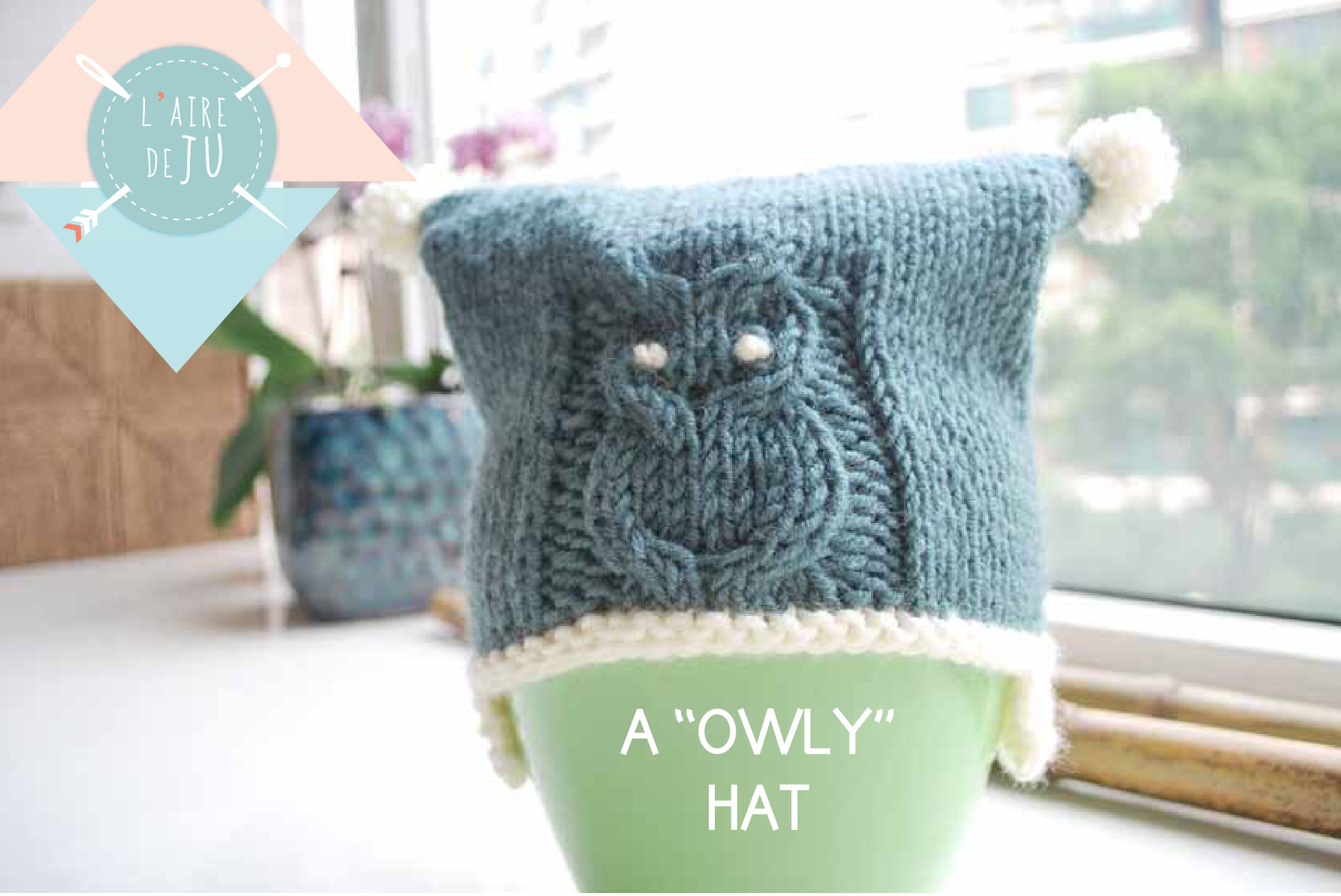 Knitting Pattern for a Cute OWL Y Hat with Cable Details and Ear Flaps pattern preview