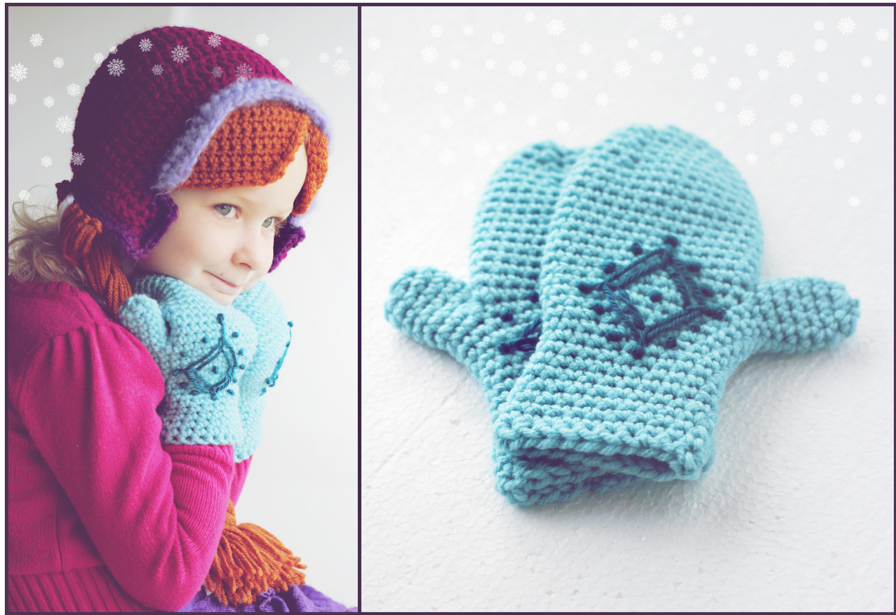 Crochet Pattern for Adorable Snowflake Diamond Mittens for Girls - Detailed Instructions and Tips pattern preview