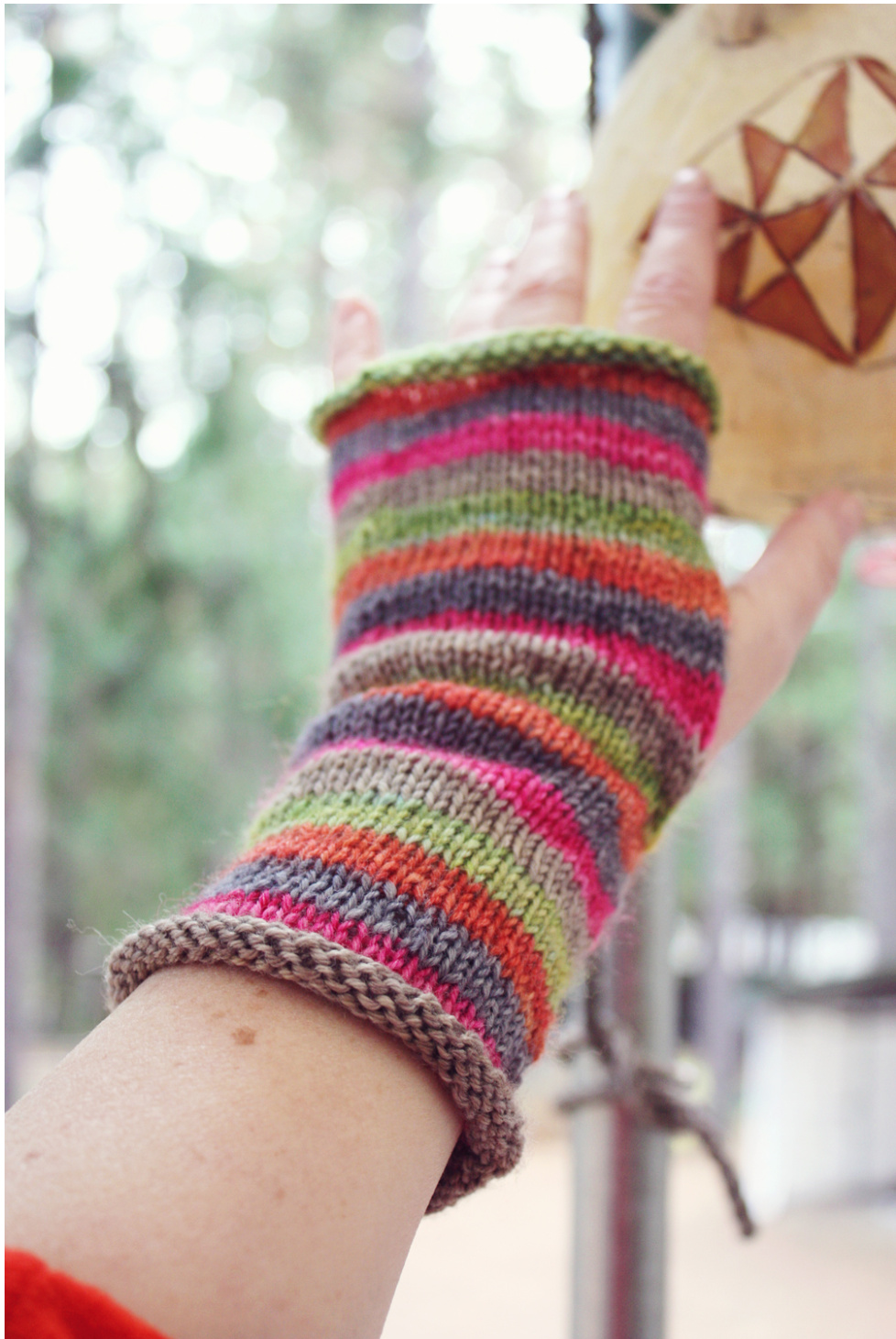 Strata Fingerless Mittens Pattern by Phydeaux Designs - Advanced Beginner Knitting Project pattern preview