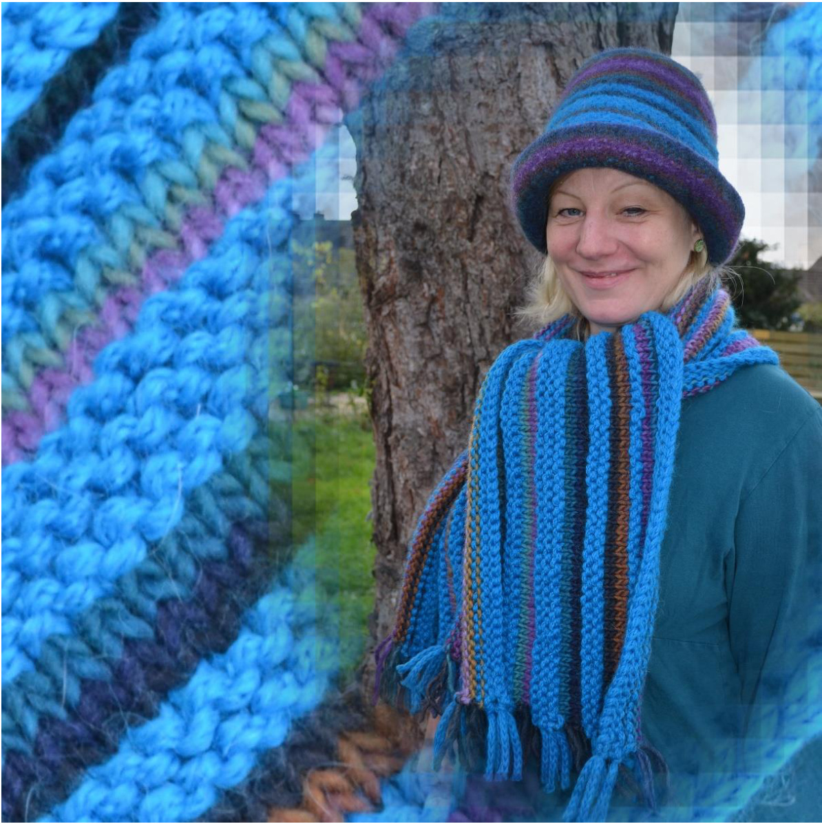 HEART-FELT Knitting Pattern: Hat and Scarf Set with Felted Design and Striped Details by Magische Maschen pattern preview