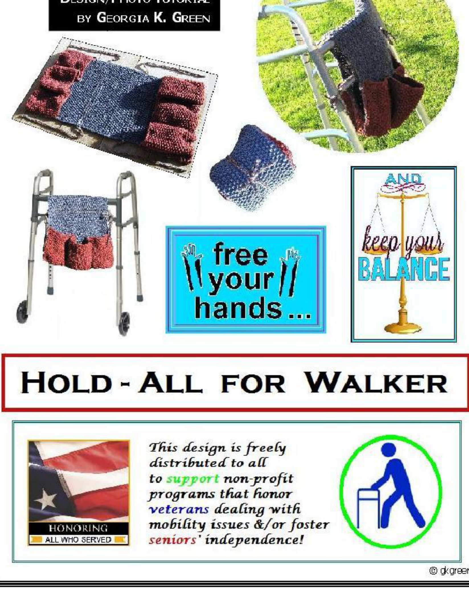 Knit a Customizable Walker Hold-All: A Step-by-Step Photo Tutorial for Knitters to Create Useful and Stylish Accessories for Veterans and Seniors pattern preview