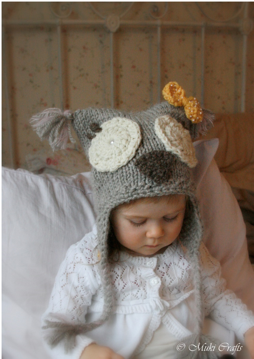 Lady Owl Hat Knitting Pattern for Various Sizes with Detailed Instructions and Embellishments pattern preview