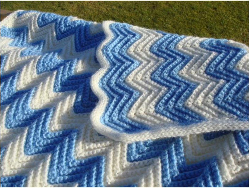 Chevron Baby Blanket Pattern with Optional Knitted I-Cord Edging in Double Crochet UK Terms pattern preview