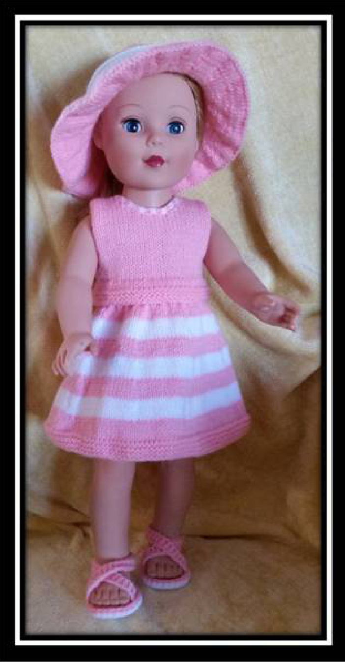 Pretty in Stripes: Seasonal Doll Dress Knitting Pattern for 18" American Girl Dolls (Winter & Summer Variations) pattern preview