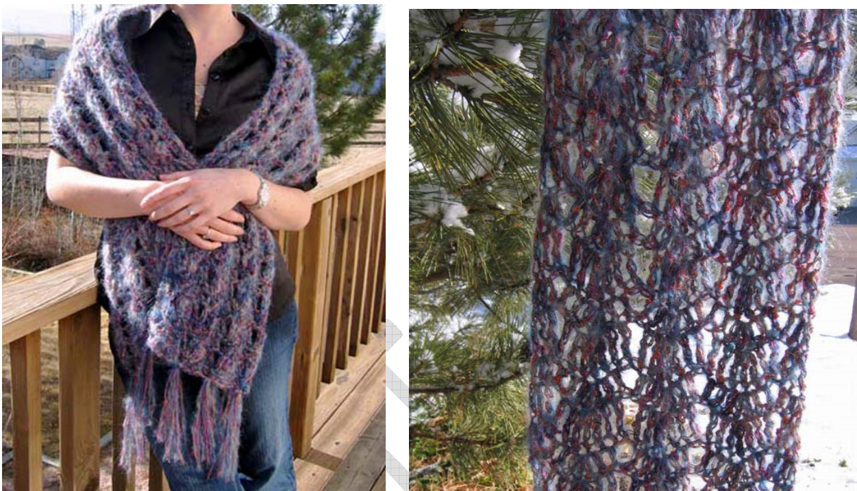 Spring Snowshawl Crochet Pattern: Easy Ripple-Style Shawl or Wide Scarf Tutorial with Mohair-Blend Yarn pattern preview