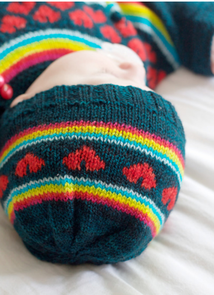 I Heart Rainbows Hat Pattern by Tin Can Knits: A Colorful Fair-Isle Knitting Design for All Ages pattern preview