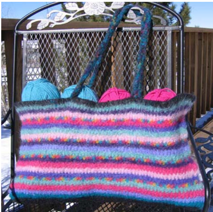 JUMBO Felted Tote Crochet Pattern: Bulky Wool Bag with Multicolor Rounds and Felting Instructions pattern preview