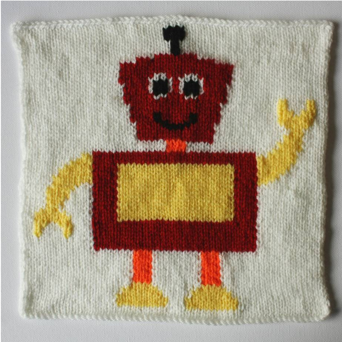 Ronnie the Robot Blanket Square Intarsia Tutorial with Photographs and Detailed Instructions pattern preview