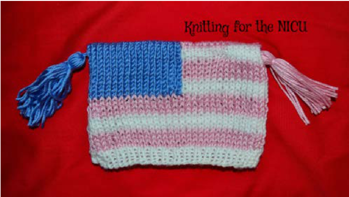 American Flag Hat Knitting Pattern for Preemies and Newborns - Detailed Instructions and Sizes pattern preview