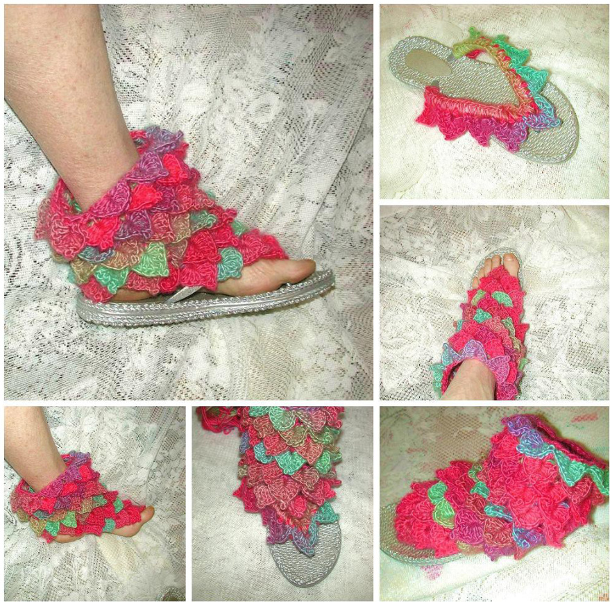 Crochet Pattern for Dragon Scale Flip Flops and Barefoot Booties with Spider Mambo Designs pattern preview