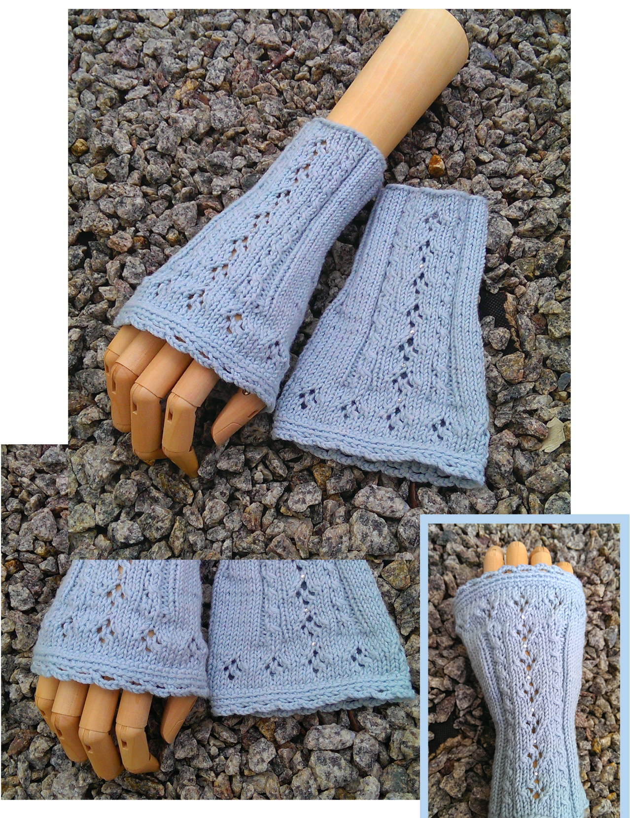 Morning Mist Fingerless Mittens Knitting Pattern by Helle Slente Design pattern preview