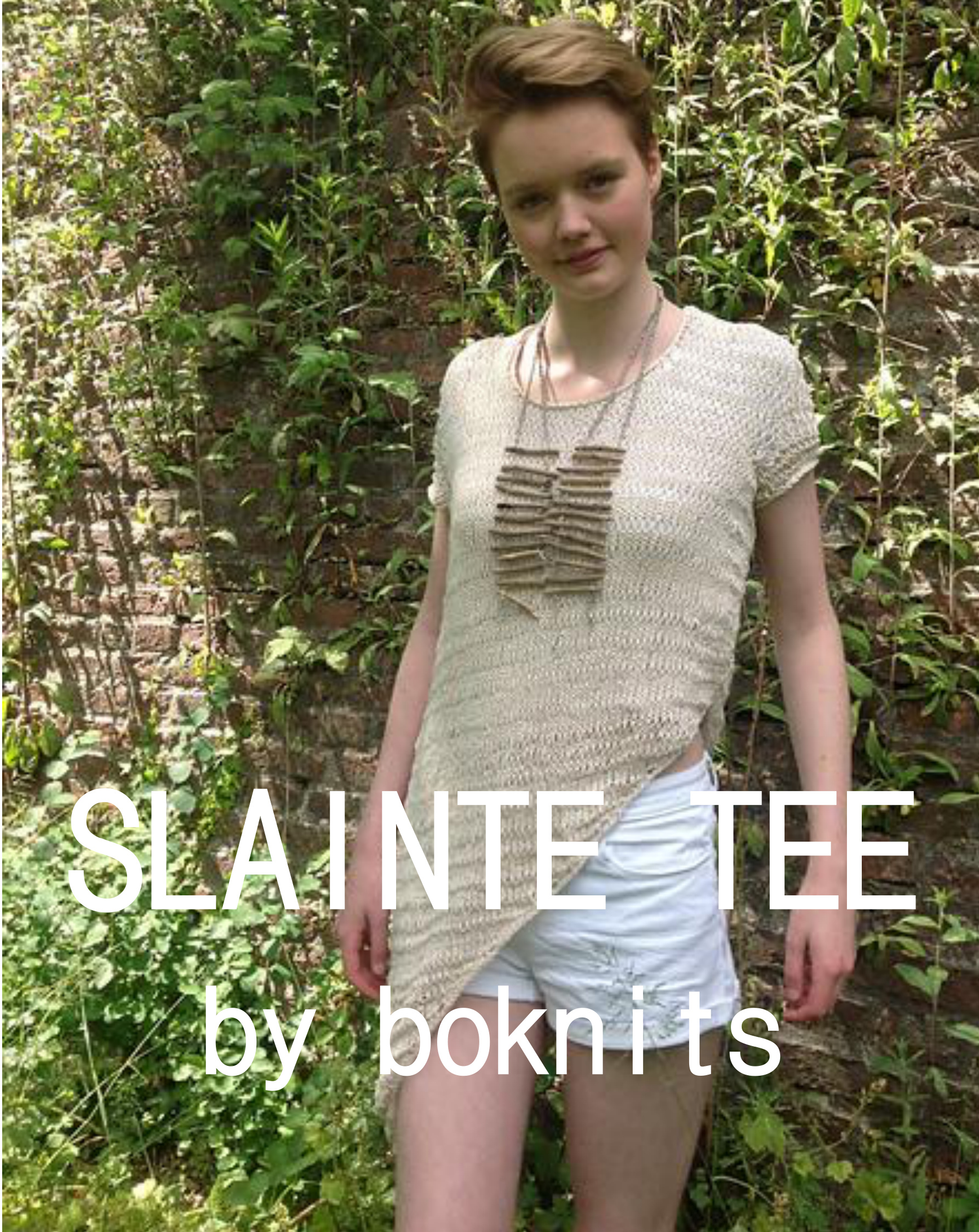 Slainte Tee by boknits: Asymmetrical Sweater Pattern with Irregular Stripe Elongated Stitches pattern preview