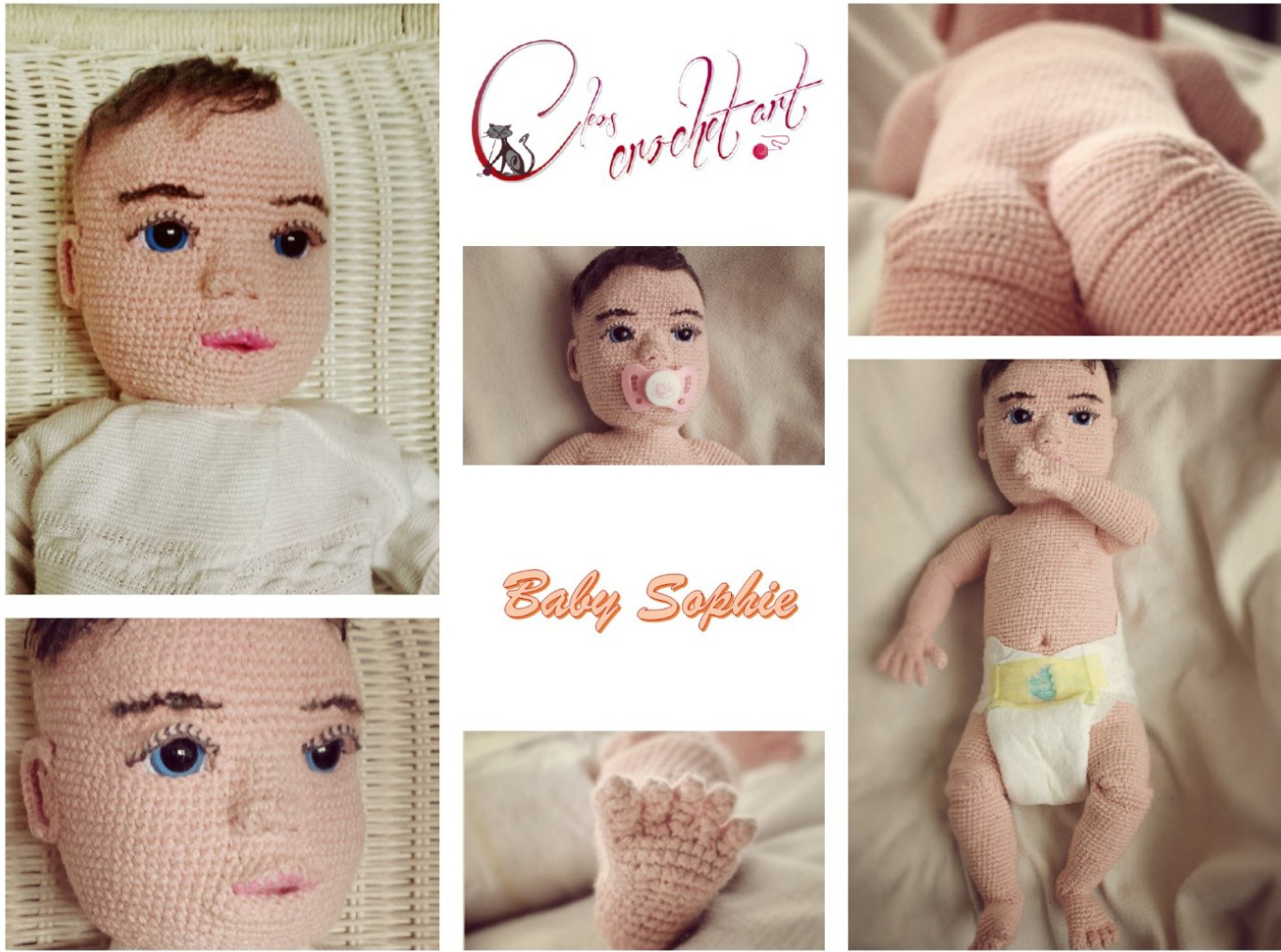 Crochet Pattern for Baby Doll with Detailed Body Parts and Accessories by Ivonne Zimmer-Schmidtke pattern preview