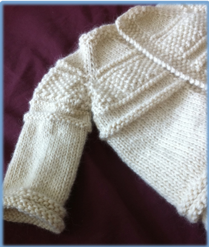 Kanoko Baby Cardigan Knitting Pattern for Newborns - 3 Months, Top-Down Design with Seed Stitch pattern preview